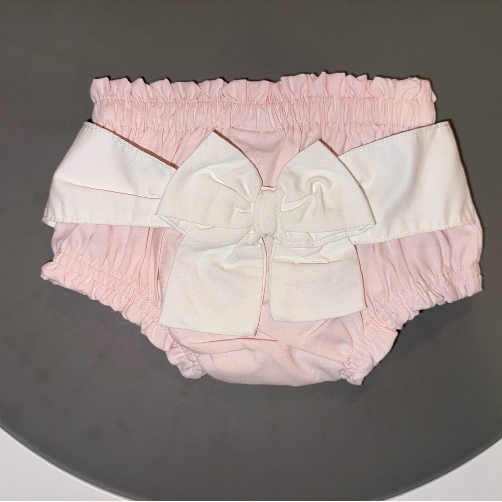 Mud Pie Pink and White Bow Diaper Cover, Newborn Pictures